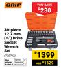 Grip 30-Piece 12.7mm (1/2") Drive Socket Wrench Set 720792