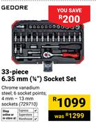 Gedore 33-Piece 6.35mm (1/4") Socket Set 729710