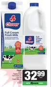 Clover Ultra Pasteurised Full Cream Or Low Fat Fresh Milk Or Jug-2L