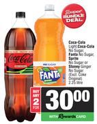 Coca Cola Light No Sugar,Fanta No Sugar,Sprite No Sugar,Stoney Ginger No Sugar-For 2 x 2.25L