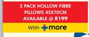 Sleepmasters 2 Pack Hollow Fibre Pillows 45 x 70cm