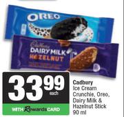 Cadbury Ice Cream Crunchie, Oreo, Dairy Milk & Hazelnut Stick-90ml