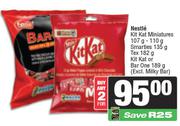 Nestle Kitkat Miniatures 107g-110g,Smarties 135g,Tex 182g,Kitkat Or Barone 189g-For 2