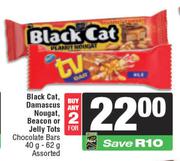 Black Cat, Damascus Nougat, Beacon Or Jelly Tots Chocolate Bars Assorted-For 2 x 40g-62g