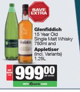 Glenfiddich 15 Year Old Single Malt Whisky 750ml & Appletiser 1.25L-For Both