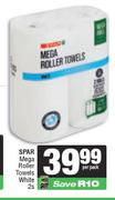 Spar Mega Roller Towels White-2s Per Pack