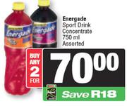 Energade Sport Drink Concentrate Assorted-For Any 2 x 750ml