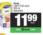 Purity 100% Fruit Juice Assorted-200ml Each