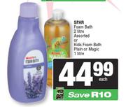 Spar Foam Bath 2L Or Kids Foam Bath Plain Or Magic 1L-Each