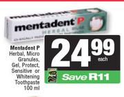 Mentadent P Herbal,Micro Granules,Gel,Protect,Sensitive Or Whitening Toothpaste-100ml