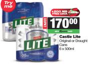 Castle Lite Original Or Draught Cans-For 2 x 6 x 500ml