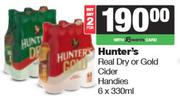 Hunter's Real Dry Or Gold Cider Handies-For 2 x 6 x 330ml