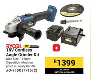 Ryobi 18V Cordless Angle Grinder Kit XG-115K 771612 (Includes Battery & Charger)