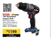 Ryobi 18V Brushless Impact Drill XBID-18 735839 (Excludes Battery & Charger)