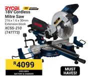 Ryobi 18V Cordless Mitre Saw XCSS-210 747773 (Excludes Battery & Charger)