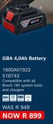 Bosch 4.0 mAh Battery GBA 1600A01922 516743