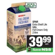 Spar Extra Shelf Life Milk Full Cream Only-2L