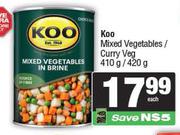 Koo Mixed Vegetables/Curry Veg-410g/420g