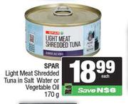 Spar Light Meat Shredded Tuna In Salt Water Or Vegetable Oil-170g
