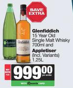   Glenfiddich 15 Year Old Single Malt Whisky 700ml & Appletiser 1.25L-For Both