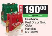   Hunter's Real Dry Or Gold Cider Handies-For 2 x 6 x 330ml