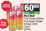   Red Bull The Winter Edition Fuji Apple Ginger Energy Drink Cans-For 4 x 250ml