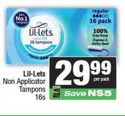 Lil-Lets Non Applicator Tampons-16s Per Pack