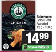 Robertsons Spice Refill Assorted-12g/100g Each
