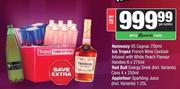 Hennessy VS Cognac 750ml,Ice Tropez Cocktail Handies 6x275ml,Red Bull Energy Cans 6x250ml & Juice