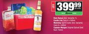 Rain Dance 1L, Castlelite Cans 6x500ml, Mainstay Spirit Cooler Cans 6x440ml,Captain Morgan Rum 750ml