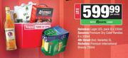 Heineken Lager 8x330ml, Savanna Dry Cider Handies 6x330ml, 4th Street 5Ltr & Richeleu Brandy 750ml