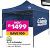 Camp Master 3 x 3m Gazebo With Carry Bag & 3 Side Panels 809633