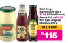 C & B Tangy Mayonnaise 750g, All Gold Tomato Sauce 700ml & Mrs Balls Original Chutney 470g-For All
