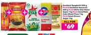 Sunblest Spaghetti 500g+2xMacaroni500g+White Star Maize1kg,Snowflake Flor & Selati Sugar 1Kg-For All