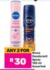 Nivea Deodorant Spray Assorted-For 2 x 150ml