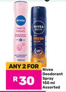 Nivea Deodorant Spray Assorted-For 2 x 150ml