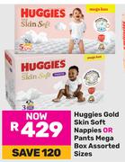Huggies Gold Skin Soft Nappies Or Pants Mega Box Assorted Sizes