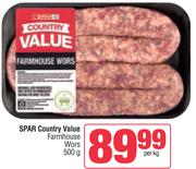 Spar Country Value Farmhouse Wors-500g Per Kg