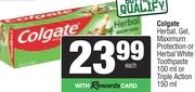 Colgate Herbal, Gel, Maximum Protection Or Herbal White Toothpaste 100ml Or Triple Action 150ml-Each