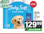 Baby Soft Toilet Rolls 2 Ply 350 Sheets (Incl. Quilt) 18s Pack-Each