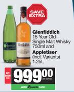 Glenfiddich 15 Year Old Single Malt Whisky 750ml & Appletiser 1.25L-For Both