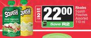 Rhodes Squish Pouches Assorted-For 2 x 110ml