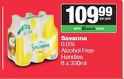 Savanna 0.0% Non Alcoholic Free Handies-6 x 330ml