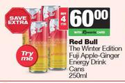 Red Bull The Winter Edition Fuji Apple Ginger Energy Drink Cans-For 4 x 250ml