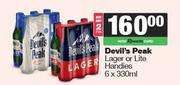 Devil's Peak Lager Or Lite Handies-For 2 x 6 x 330ml