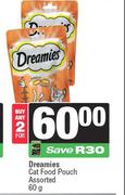 Dreamies Cat Food Pouch Assorted-For 2 x 60g 
