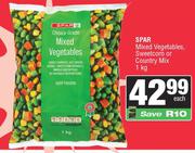 Spar Mixed Vegetables, Sweetcorn Or Country Mix-1Kg