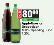 Appletiser Or Grapetiser 100% Sparkling Juice-For Any 2 x 1.25Ltr