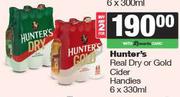 Hunter's Real Dry Or Gold Cider Handies-For Any 2 x 6 x 330ml