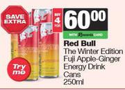 Red Bull The Winter Edition Fuji Apple-Ginger Energy Drink Cans-For 4 x 250ml